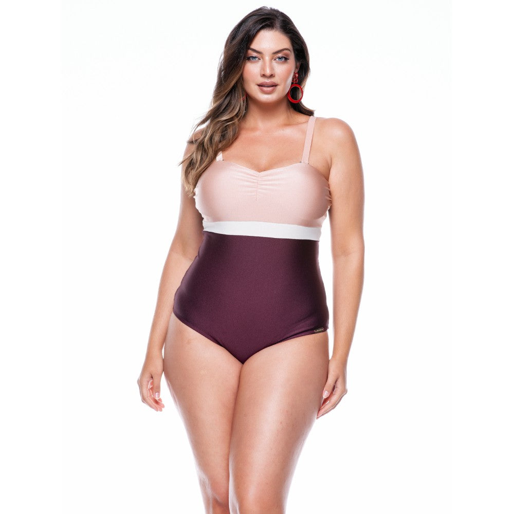 COLOURED SWIMSUIT WITH PADDED CUPS AND WIDE STRAPS-LEHONA USA