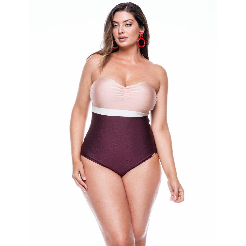 COLOURED SWIMSUIT WITH PADDED CUPS AND WIDE STRAPS-LEHONA USA