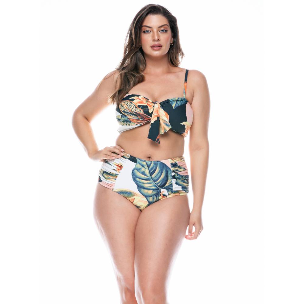 HIGH WAISTED SIDE DRAPED BIKINI BOTTOM-LEHONA USA
