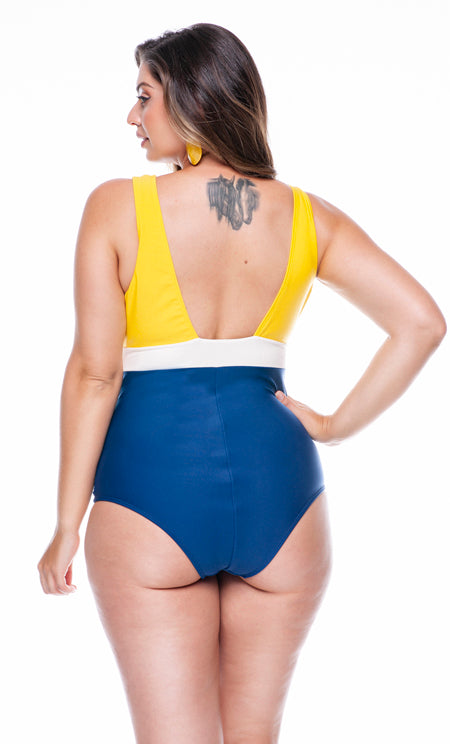 COLOR BLOCK SUPPORTIVE ONE-PIECE SWIMSUIT