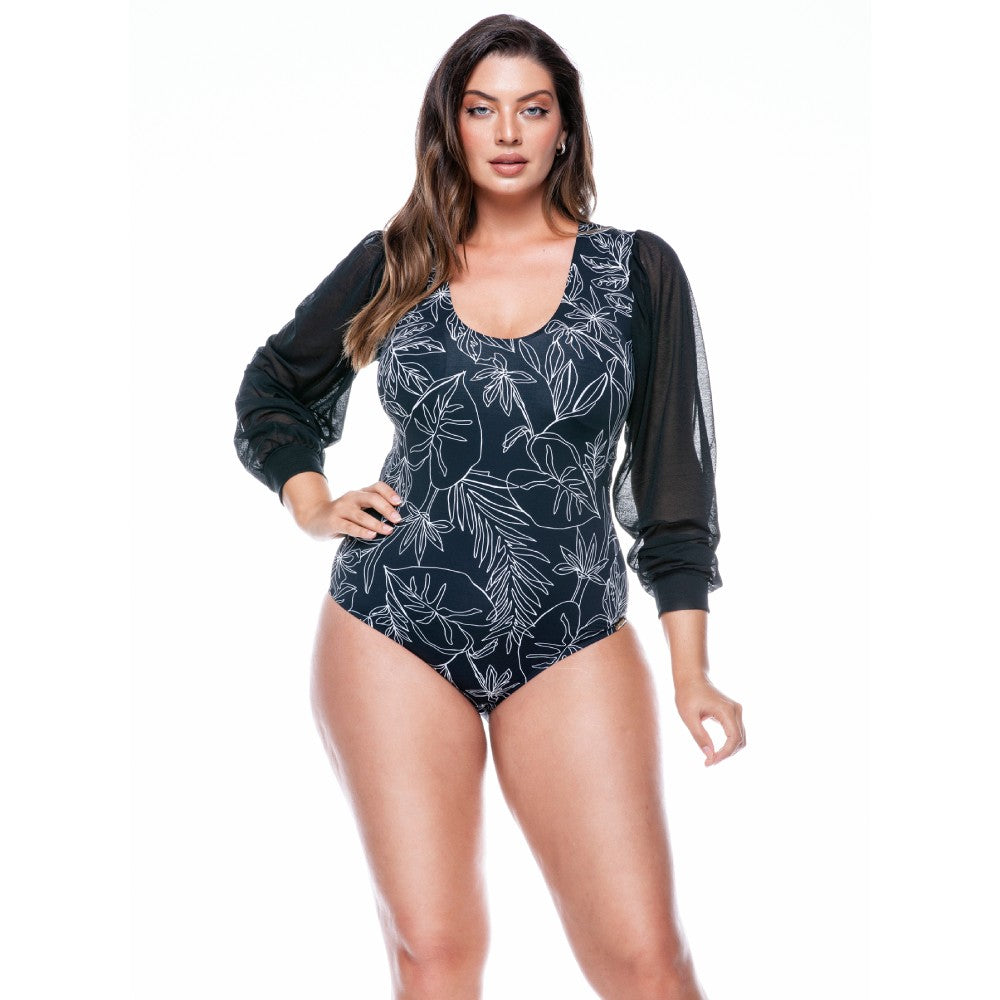 SWIMSUIT WITH CUPS AND PUFFED SLEEVES-LEHONA USA