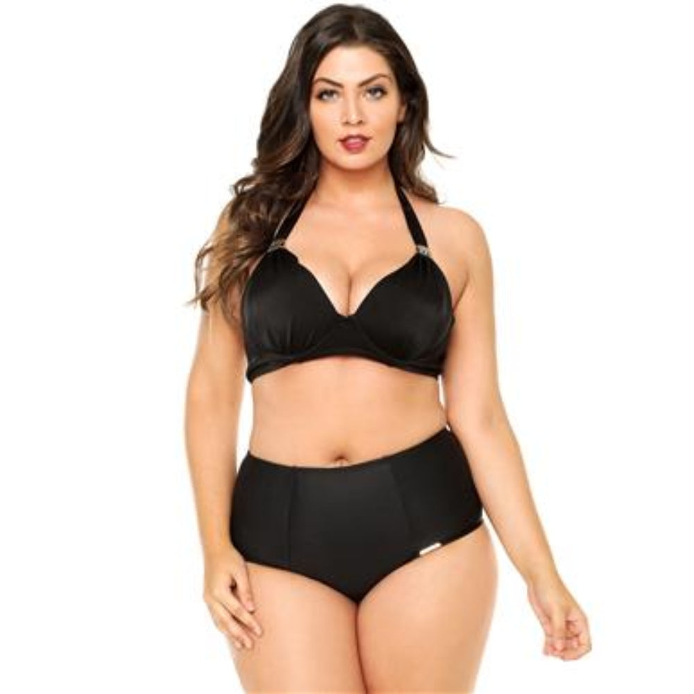 BIKINI TOP WITH PADDED CUPS AND METAL DETAILING-LEHONA USA