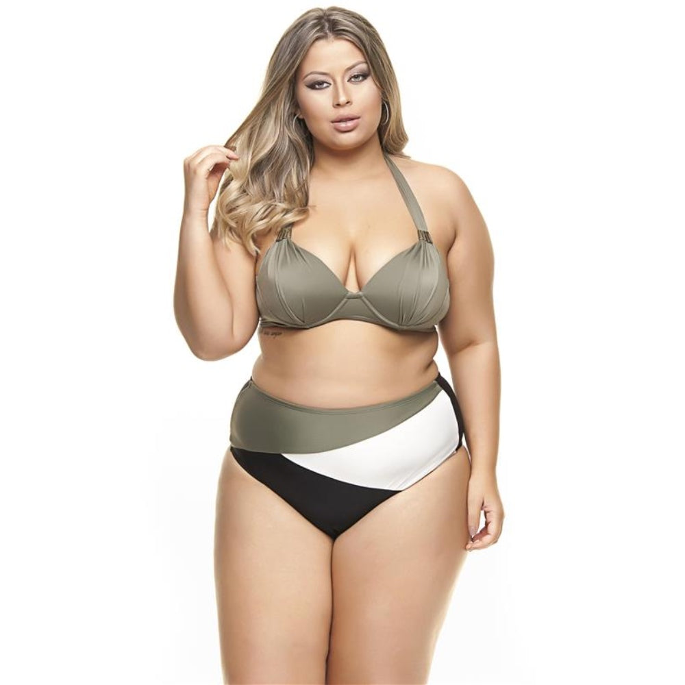 BIKINI TOP WITH PADDED CUPS AND METAL DETAILING-LEHONA USA