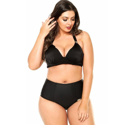 BIKINI TOP WITH PADDED CUPS AND METAL DETAILING-LEHONA USA