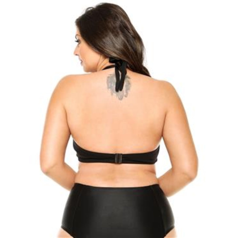 BIKINI TOP WITH PADDED CUPS AND METAL DETAILING-LEHONA USA