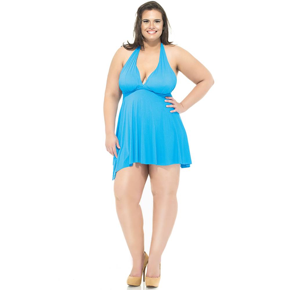BLUE COVER-UP SWIMSUIT WITH PADDED CUPS-LEHONA USA