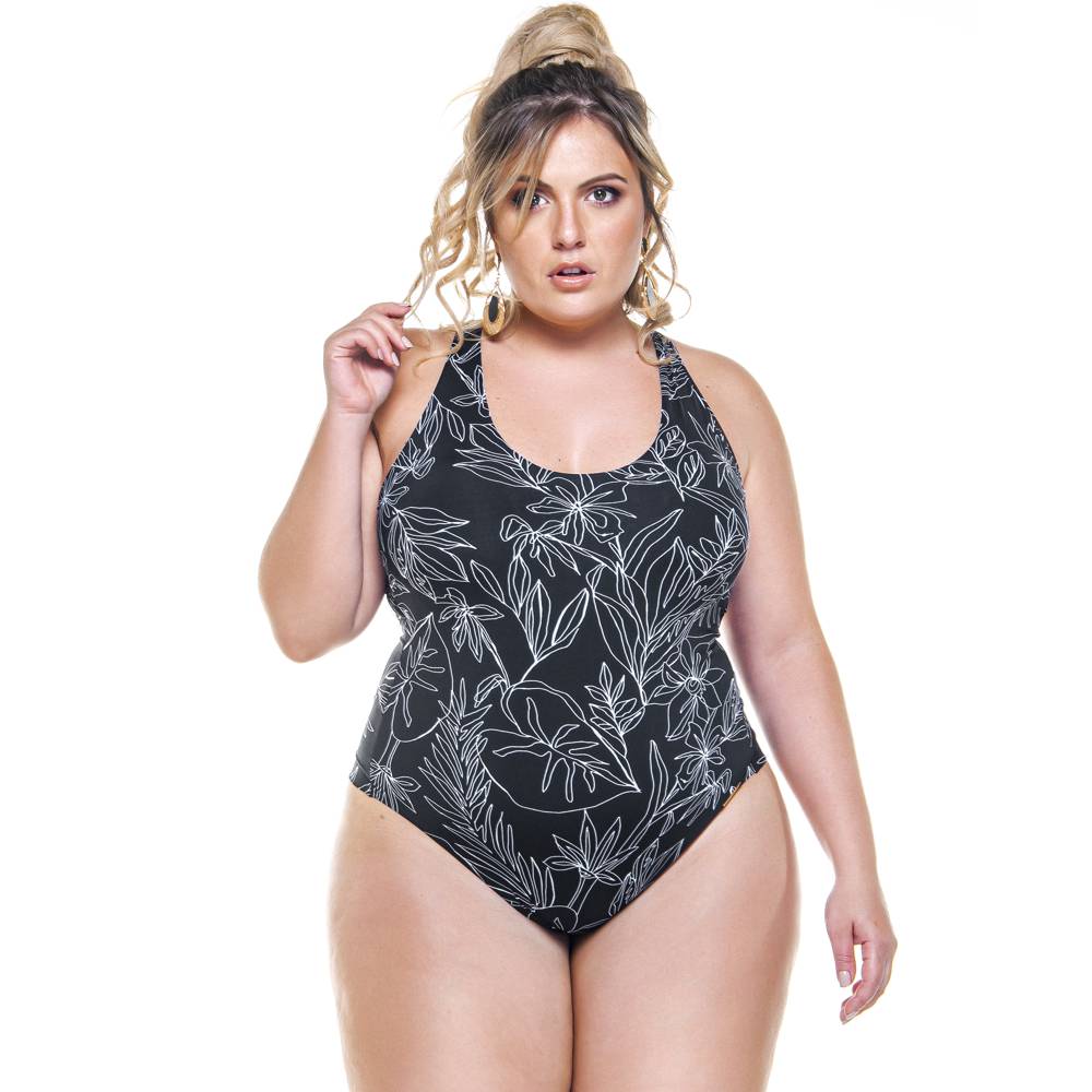 CUPPED BODYSUIT IN BLACK AND WHITE FLORAL PRINT-LEHONA USA