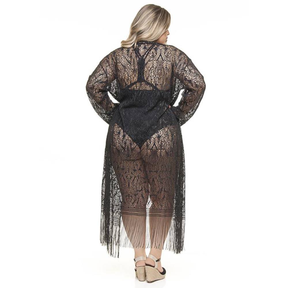 FRINGED KIMONO-LEHONA USA
