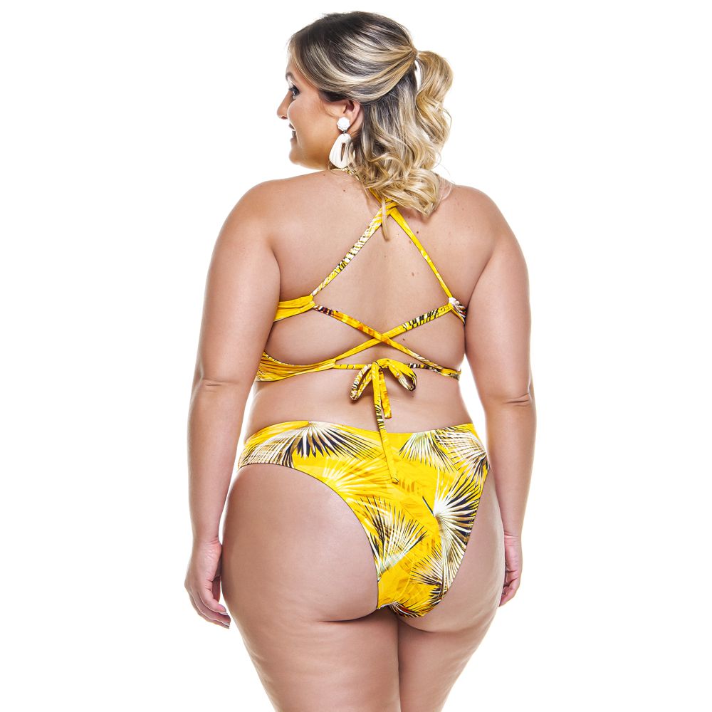 HIGH-CUT BIKINI BOTTOM IN YELLOW BURITI PRINT-LEHONA USA