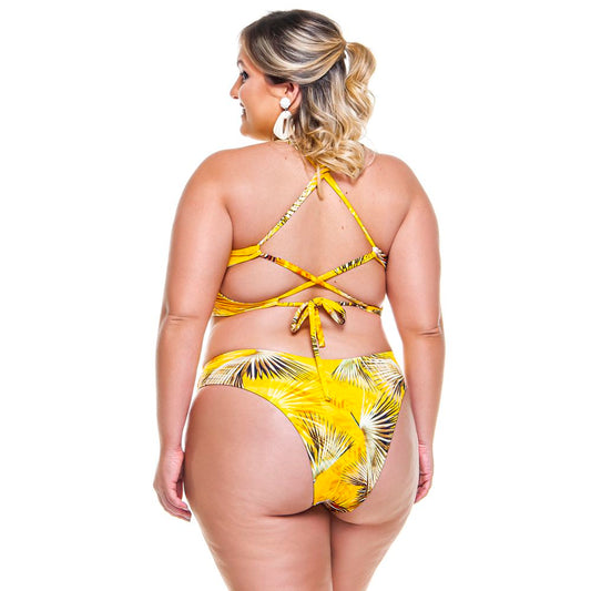 HIGH-CUT BIKINI BOTTOM IN YELLOW BURITI PRINT-LEHONA USA