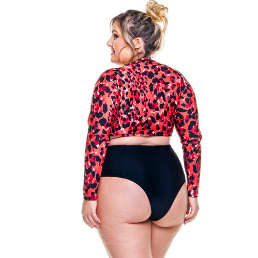 LONG SLEEVE CROP TOP IN SAVANA PRINT-LEHONA USA