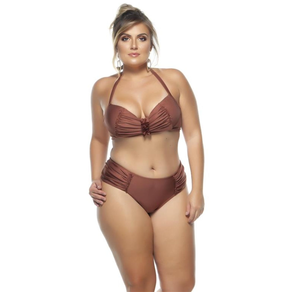 PADDED BIKINI TOP WITH DRAPED EFFECT-LEHONA USA