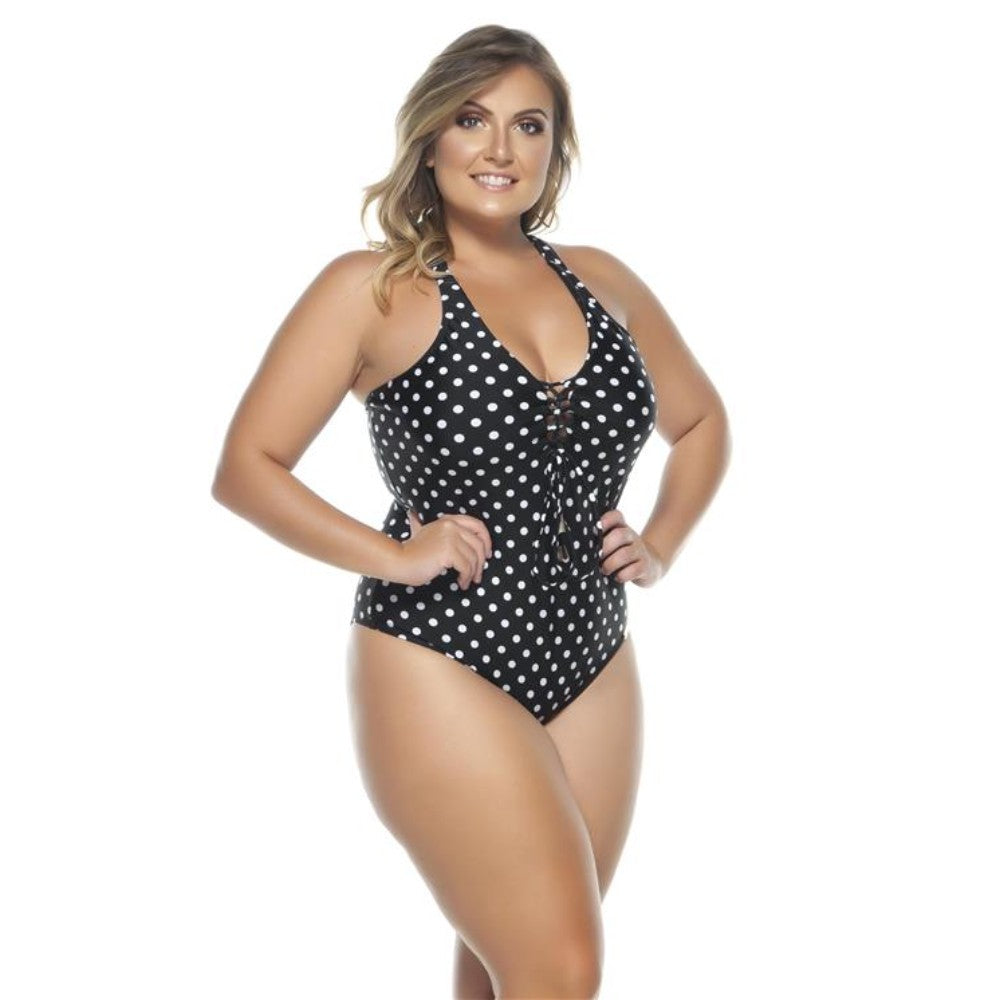 PADDED SWIMSUIT WITH CRISSCROSS DETAILING IN THE NECKLINE-LEHONA USA