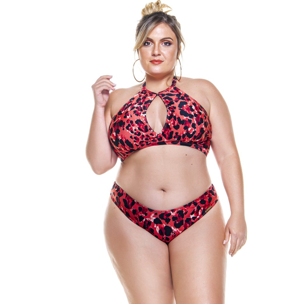 PLUS SIZE SAVANA PRINT CROP TOP WITH CLEAVAGE HOLE-LEHONA USA