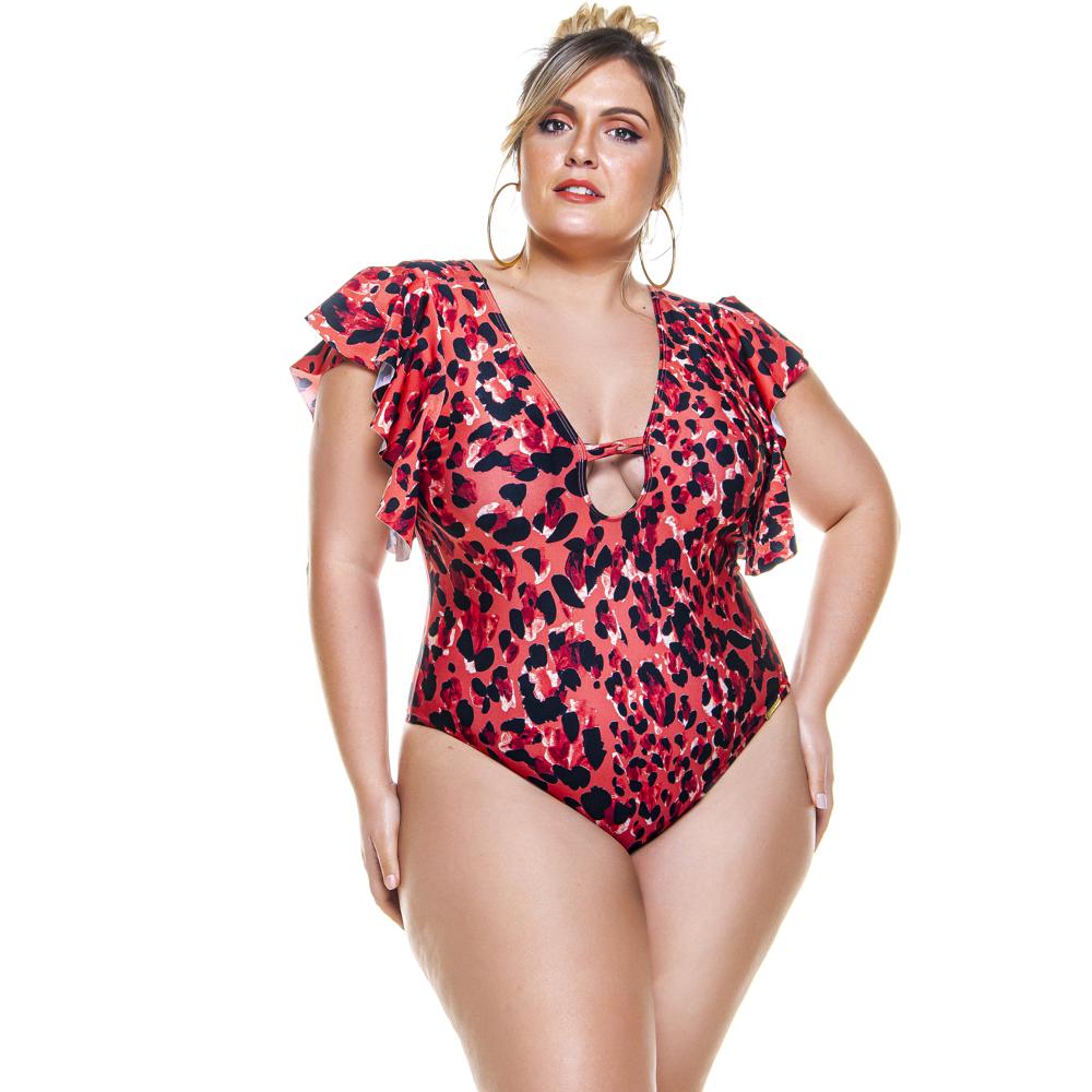 RUFFLE SHOULDER CUPPED BODYSUIT IN SAVANA PRINT-LEHONA USA