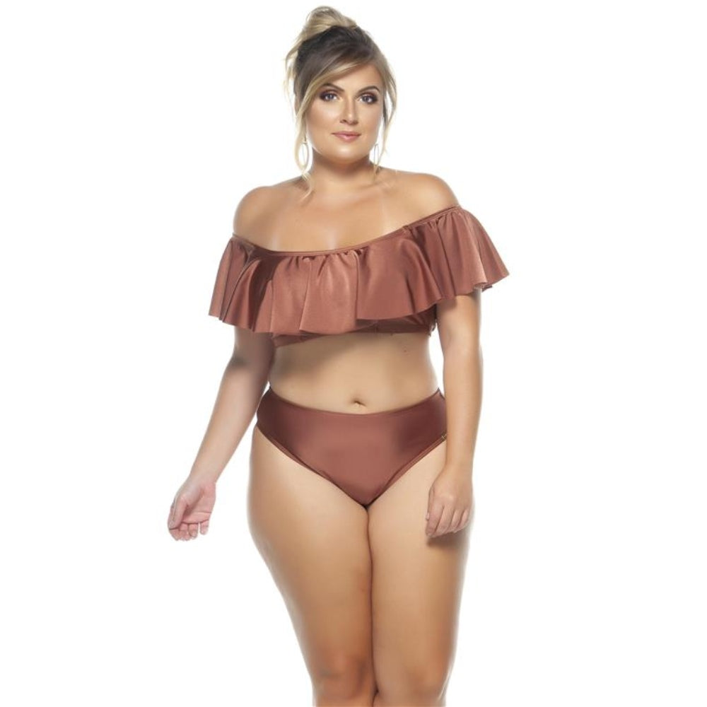 RUFFLED OFF SHOULDER BIKINI TOP-LEHONA USA