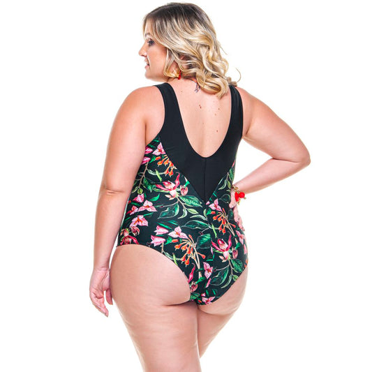 SWIMSUIT WITH DETAIL IN NECKLACE IN 2 COLORS IN CHERRY TREE PRINT-LEHONA USA