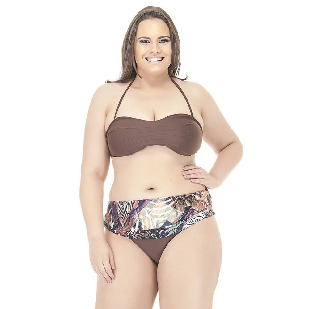 SWIMSUIT WITH TWO DIFFERENT FABRICS AND PADDED TOP-LEHONA USA