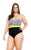 THREE COLORED STRAPLESS SWIMSUIT