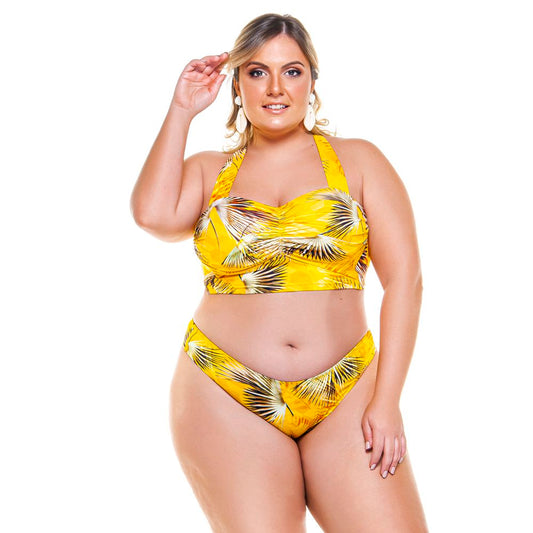 HIGH-CUT BIKINI BOTTOM IN YELLOW BURITI PRINT-LEHONA USA