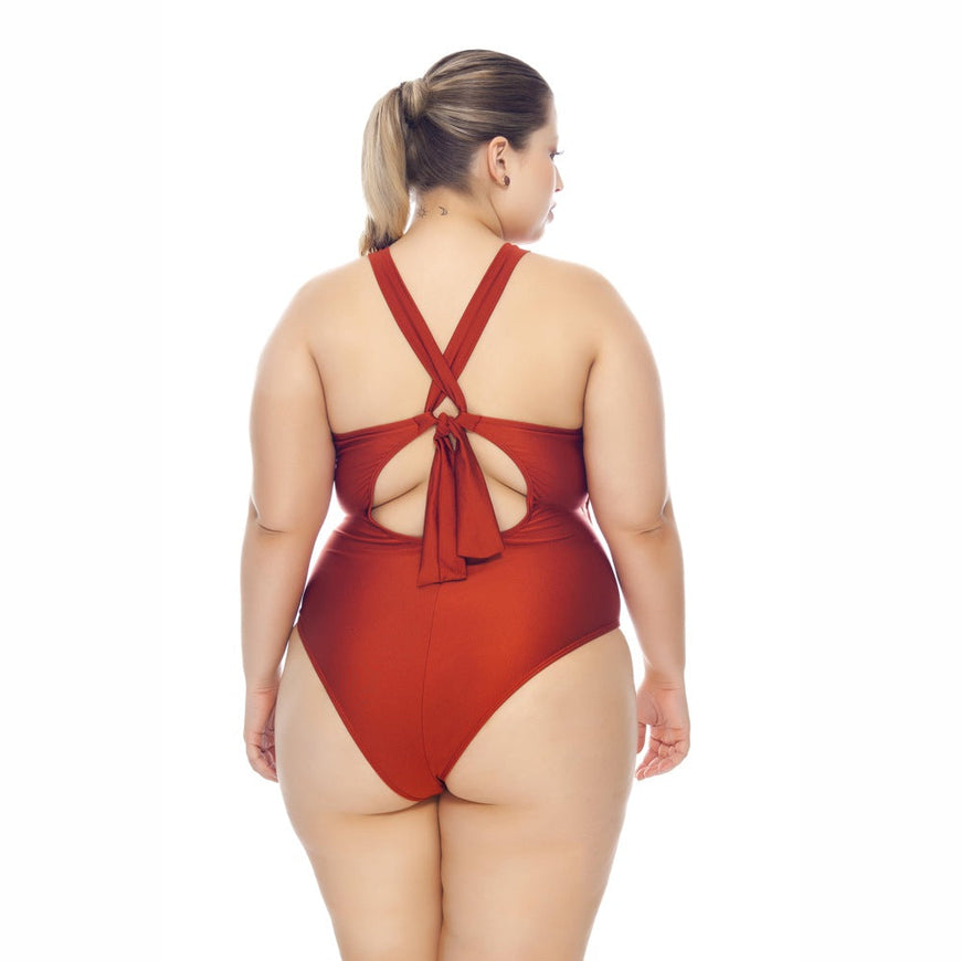 PADDED SWIMSUIT WITH CRISSCROSS DETAILING IN THE NECKLINE FOR WOMAN-LEHONA USA
