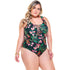 PADDED SWIMSUIT WITH CRISSCROSS IN CHERRY TREE PRINT