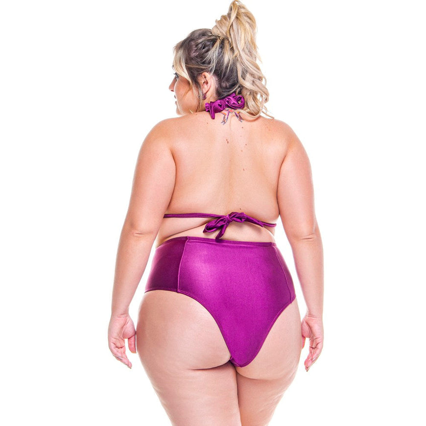 PLUS SIZE DOUBLE LINED FABRIC BIKINI TOP WITH METAL DETAILS IN THE STRAPS. DARK PINK COLOR-LEHONA USA